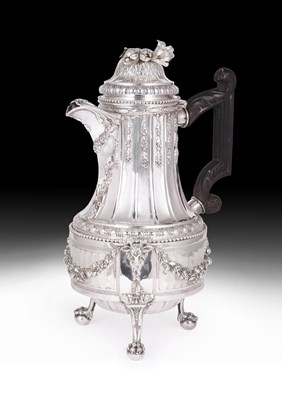 Lot 167 - A BELGIAN SILVER CHOCOLATE POT