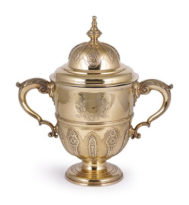 Lot 174 - AN IRISH GEORGE II SILVER-GILT CUP AND COVER