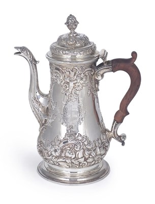 Lot 193 - A GEORGE II SILVER COFFEE POT