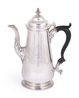 Lot 194 - A GEORGE II SILVER COFFEE POT