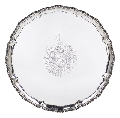 Lot 220 - A GEORGE III SILVER SALVER