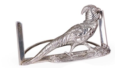 Lot 247 - FOUR SILVER 'GOLDEN PHEASANT' CARD HOLDERS