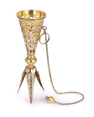 Lot 259 - A VICTORIAN SILVER-GILT POSY HOLDER