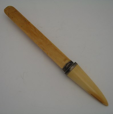 Lot 294 - A SILVER-MOUNTED IVORY PAPER KNIFE