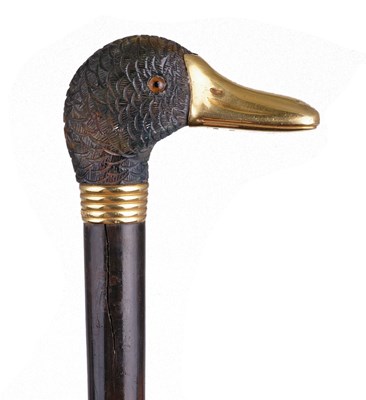 Lot 296 - AN EDWARDIAN GOLD AND TIGER'S EYE NOVELTY PARASOL HANDLE