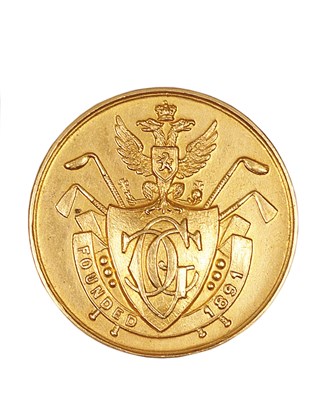 Lot 301 - A GEORGE V GOLD CANNES GOLF CLUB MEDAL