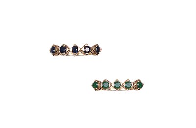 Lot 320 - PAIR OF EMERALD AND SAPPHIRE RINGS