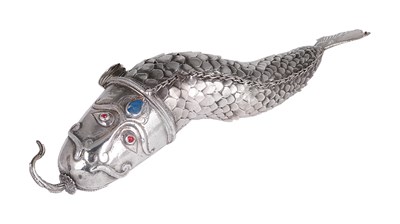 Lot 324 - AN INDIAN SILVER ARTICULATED FISH MODEL