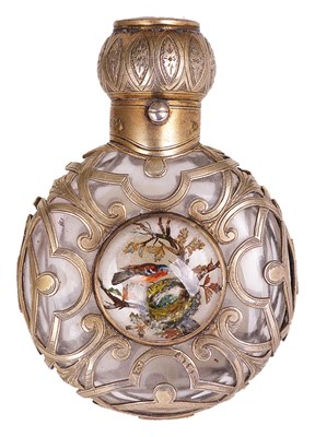 Lot 335 - A VICTORIAN SILVER-GILT-MOUNTED SCENT FLASK