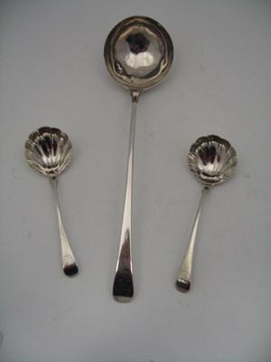 Lot 342 - A GEORGE III SILVER SOUP LADLE