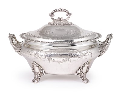 Lot 350 - A VICTORIAN ELECTROPLATE SOUP TUREEN AND COVER