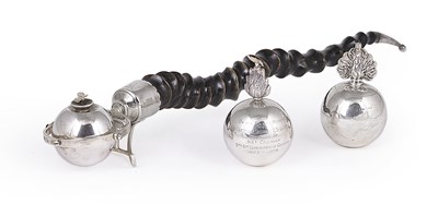 Lot 359 - TWO SILVER GRENADE FORM CIGAR LIGHTERS