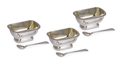 Lot 361 - THREE GEORGIAN SILVER SALT CELLARS