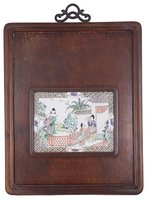 Lot 5 - A CHINESE FAMILLE VERTE PLAQUE