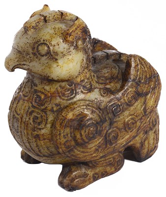 Lot 45 - A CHINESE ARCHAISTIC JADE BIRD