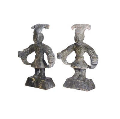 Lot 46 - A PAIR OF CHINESE ARCHAISTIC JADE FIGURES