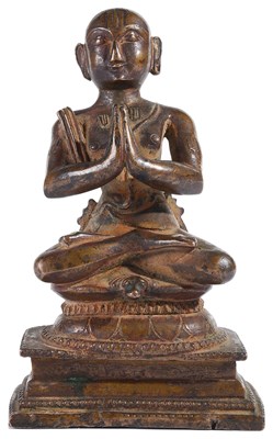 Lot 106 - A BRONZE FIGURE OF RAMANUJA