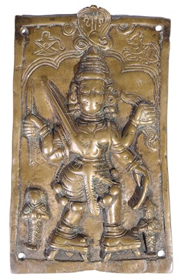 Lot 115 - A BRONZE VIRABHADRA PLAQUE