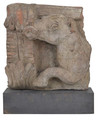 Lot 120 - A GUPTA TERRACOTTA FRAGMENTARY RELIEF PANEL