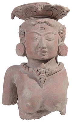 Lot 126 - A MAJAPAHIT TERRACOTTA FRAGMENT DEPICTING A FEMALE BUST