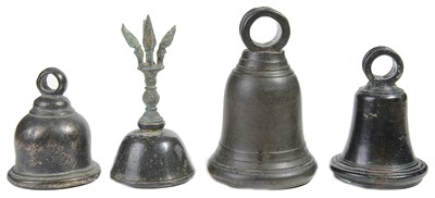 Lot 135 - FOUR SMALL BRONZE RITUAL BELLS