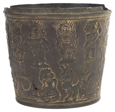 Lot 140 - A BRONZE ZODIAC BEAKER