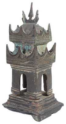 Lot 143 - A BRONZE MINIATURE SHRINE