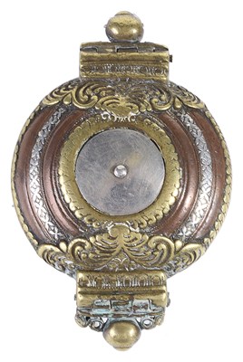 Lot 179 - A BRASS, COPPER AND SILVER LIMEBOX, SRI LANKA