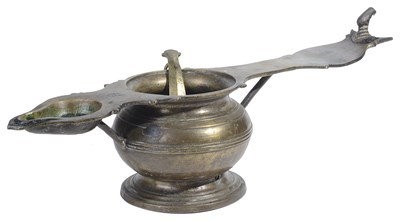 Lot 181 - A BRASS RITUAL OIL LAMP