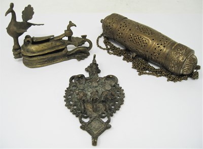 Lot 184 - THREE BRASS OBJECTS