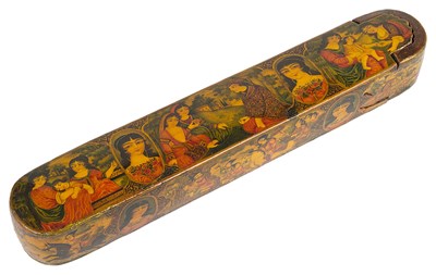 Lot 188 - â€¡ A QAJAR LACQUER PEN BOX