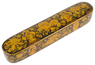 Lot 189 - â€¡ A QAJAR LACQUER PEN BOX