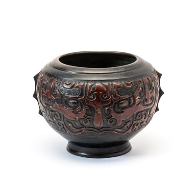 Lot 23 - A CHINESE LACQUERED-BRONZE ARCHAISTIC CENSER, QING DYNASTY, 19TH CENTURY