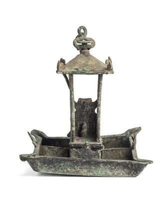 Lot 263 - A BRONZE HANGING LAMP, JAVA, INDONESIA, CIRCA 14TH CENTURY