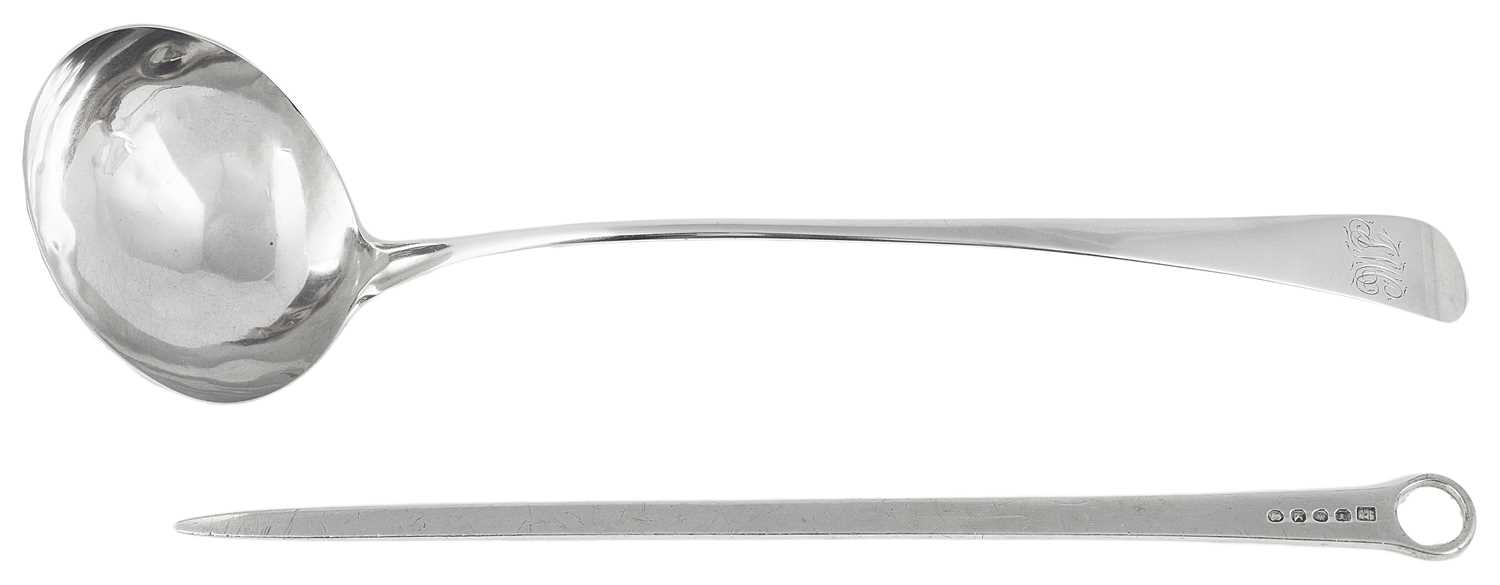 Lot 407 - A GEORGE III SILVER SOUP LADLE