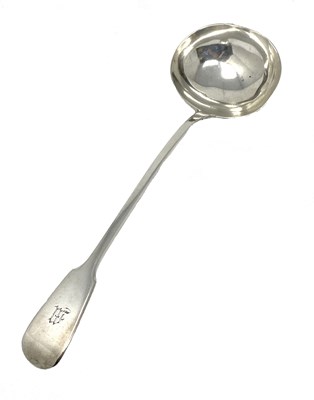 Lot 136 - A GEORGE IV SILVER SOUP LADLE, WILLIAM CHAWNER, LONDON, 1829