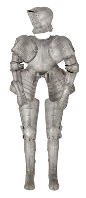 Lot 325 - A CAP-A-PIE FIELD ARMOUR WITH ETCHED DECORATION IN THE ITALIAN STYLE OF THE SECOND HALF OF THE 16TH CENTURY, 19TH/20TH CENTURY