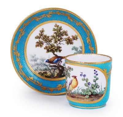 Lot 2 - A SEVRES COFFEE CUP AND SAUCER