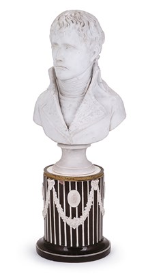 Lot 4 - A FRENCH BISCUIT PORCELAIN BUST OF NAPOLEON BONAPARTE AS FIRST CONSUL