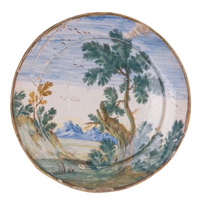 Lot 10 - A SMALL CASTELLI MAIOLICA PLATE