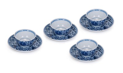 Lot 23 - FOUR TEABOWLS AND SAUCERS, KANGXI