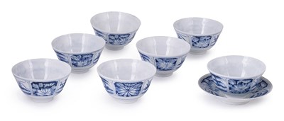 Lot 24 - SEVEN TEABOWLS AND A SAUCER