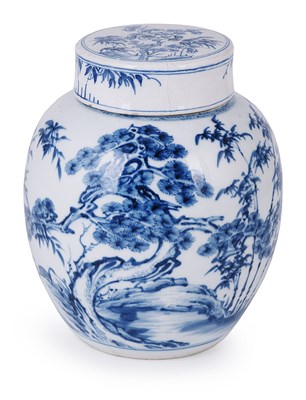 Lot 31 - A BLUE AND WHITE OVOID JAR, QIANLONG