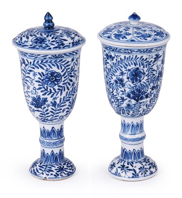 Lot 36 - A PAIR OF GOBLETS AND COVERS, KANGXI