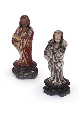 Lot 44 - A PAIR OF STONEWARE FIGURES