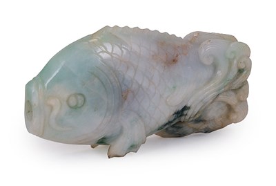 Lot 61 - A CHINESE JADEITE FISH FLASK