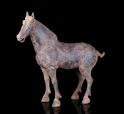 Lot 63 - A CHINESE POTTERY FIGURE OF A HORSE, TANG