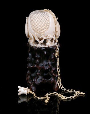 Lot 69 - A CHINESE IVORY POMEGRANATE SCENT BOTTLE