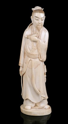 Lot 74 - A JAPANESE IVORY OKIMONO OF CHINESE SAGE, MEIJI