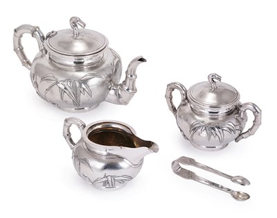 Lot 84 - A CHINESE SILVER TEA SET, TUCK CHANG